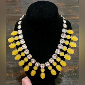 TALBOTS BUTTERSCOTCH YELLOW AND CRYSTAL STATEMENT NECKLACE